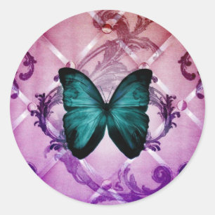 Magentaroter lila Wirbels-Bohemischer aquamariner Runder Aufkleber