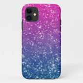 Magentaroter Ombre Glitzer Case-Mate iPhone Hülle (Rückseite)