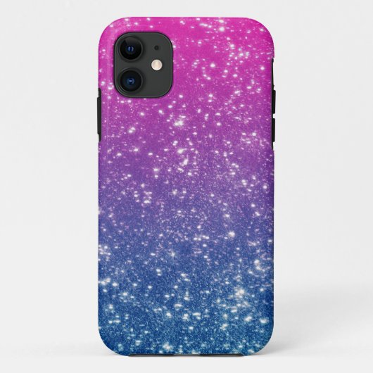 Magentaroter Ombre Glitzer Case-Mate iPhone Hülle (Rückseite)