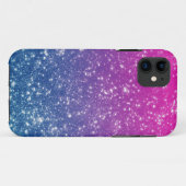 Magentaroter Ombre Glitzer Case-Mate iPhone Hülle (Rückseite (Horizontal))
