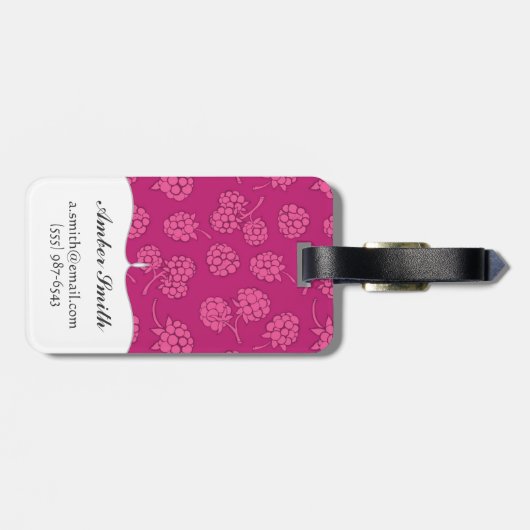 Magentarotes Beeren-Muster Gepäckanhänger (Rückseite horizontal)