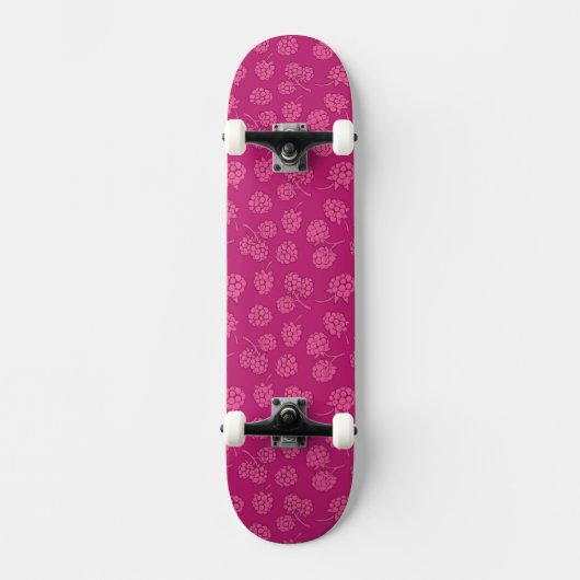 Magentarotes Beeren-Muster Skateboard (Vorderseite)