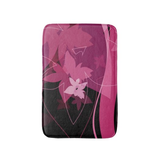 Magentarotes Blumenmuster Badematte (Vorderseite Vertikal)