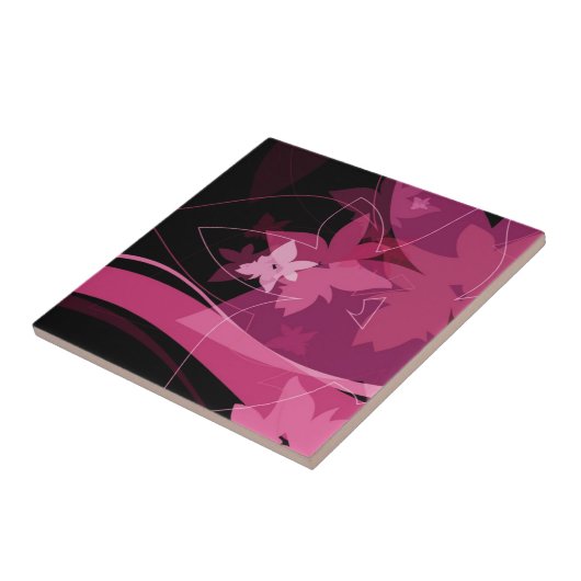 Magentarotes Blumenmuster Fliese (Seite)