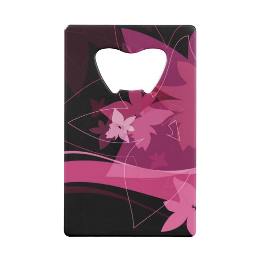 Magentarotes Blumenmuster Geldbeutel Flaschenöffner (Vorderseite)