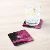 Magentarotes Blumenmuster Getränkeuntersetzer (Rechte Seite)