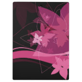 Magentarotes Blumenmuster Klemmbrett (Rückseite)