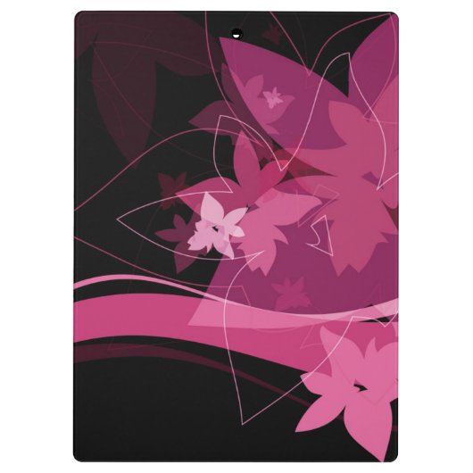 Magentarotes Blumenmuster Klemmbrett (Rückseite)