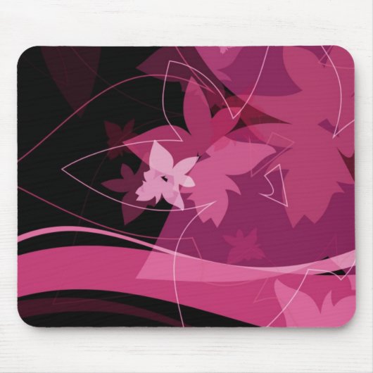 Magentarotes Blumenmuster Mousepad (Vorne)