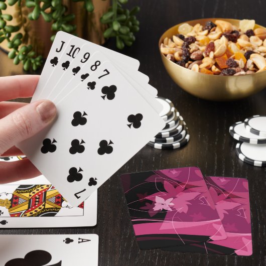 Magentarotes Blumenmuster Spielkarten (In Situ)