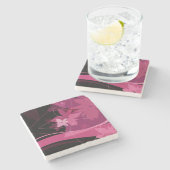 Magentarotes Blumenmuster Steinuntersetzer (Seitenansicht)