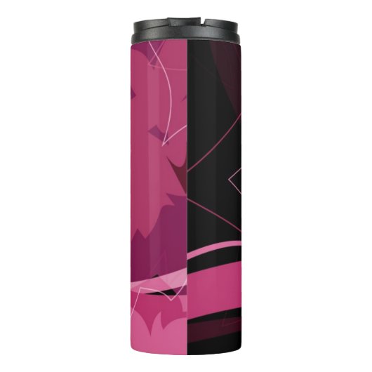 Magentarotes Blumenmuster Thermosbecher (Rückseite)