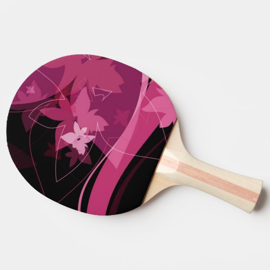 Magentarotes Blumenmuster Tischtennis Schläger (Seitenansicht)