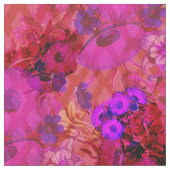 magentarotes Retro Blumengewebe Stoff (Nahaufnahme)