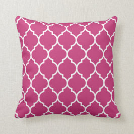 Magentarotes rosa Quatrefoil Muster Kissen