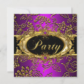 Magentday Party Damask Lila Pink Gold Einladung (Vorderseite)