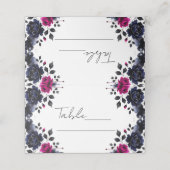 Magentrosa und blaue, farbige Blumenscheibe Platzkarte (Außenseite Aufgefaltet)