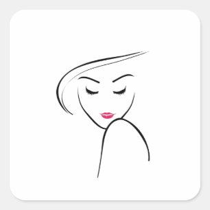 mageres Mädchen in rosa Lippenstift Quadratischer Aufkleber