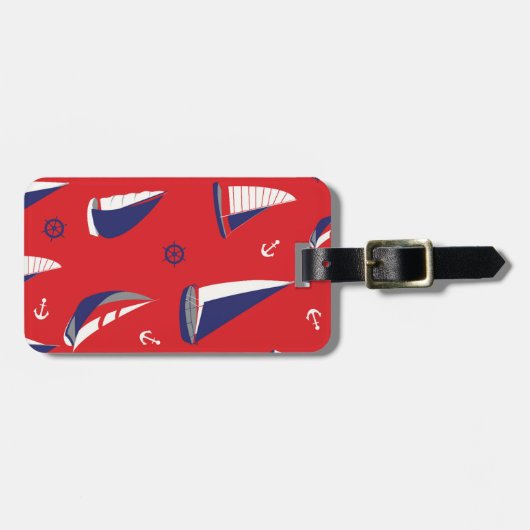 Mageres Segelboot-Muster Gepäckanhänger (Vorderseite horizontal)