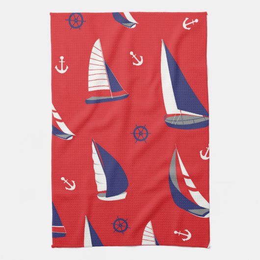 Mageres Segelboot-Muster Handtuch (Vertikal)