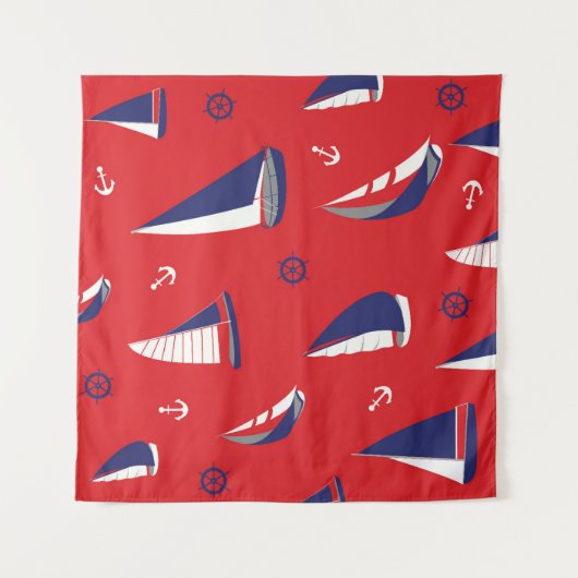 Mageres Segelboot-Muster Wandteppich (Vorderseite)