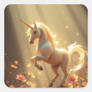 Magestic Einhorn-Aufkleber Quadratischer Aufkleber