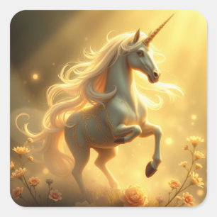 Magestic Einhorn-Aufkleber Quadratischer Aufkleber