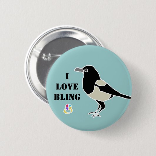 Maggie die bling magpie/I Liebe Button (Vorne & Hinten)