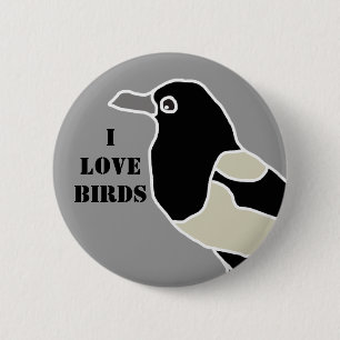 Maggie die magpie/I Liebevögel Button