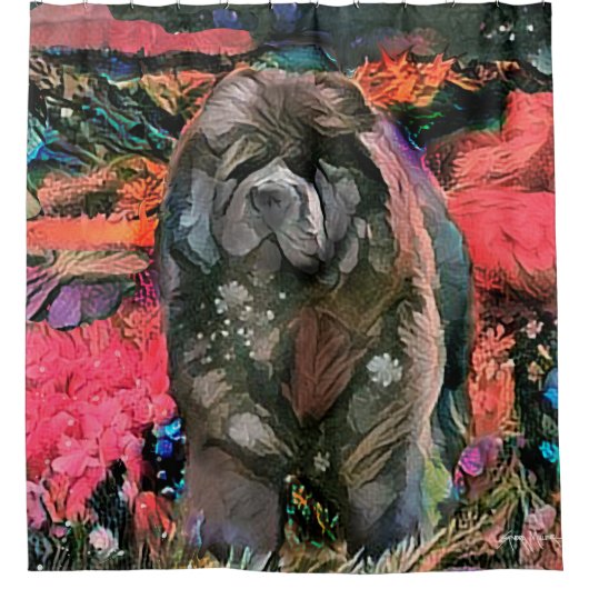 MAGGIE die schwarze Chow - Duschvorhang oder Anzei (Vorderseite)