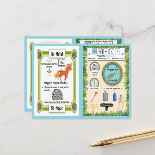 Maggie - Magnethorn Einhornspielkarte Postkarte (Vorderseite/Rückseite Beispiel)