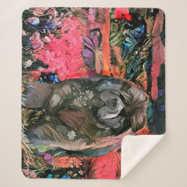 MAGGIE Schwarze Chow SHERPA BLANKET 3 Größen Sherpadecke