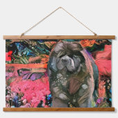 MAGGIE Schwarzer Chow-Wandteppich Wandteppich Mit Holzrahmen (Vorne)