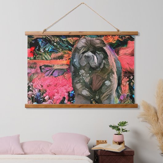 MAGGIE Schwarzer Chow-Wandteppich Wandteppich Mit Holzrahmen (Schlafzimmer)