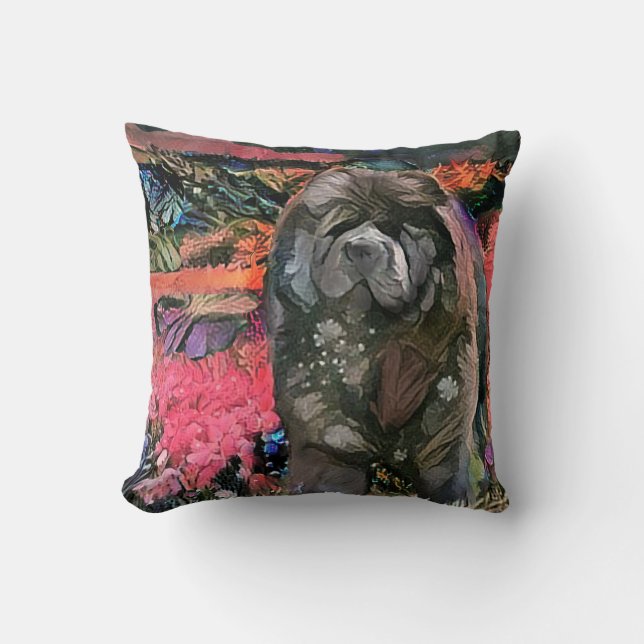 MAGGIE schwarzes Chow Kissen - wählen Sie Größe un (Vorderseite)