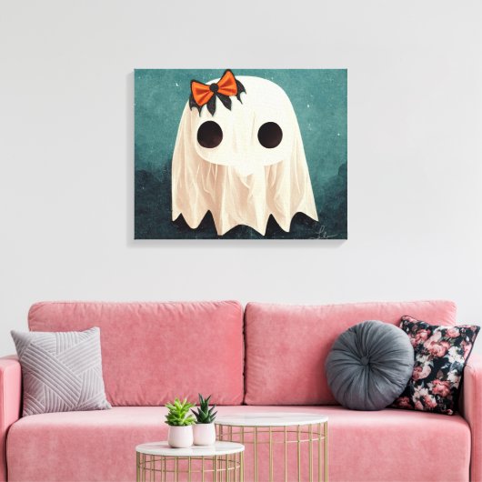 Maggie The Friendly Ghost - Niedliche Halloween Ar Leinwanddruck (Insitu (Wohnzimmer))
