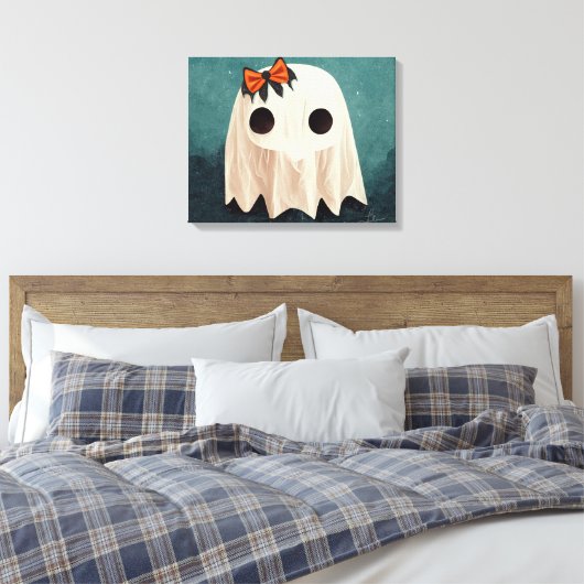 Maggie The Friendly Ghost - Niedliche Halloween Ar Leinwanddruck (Insitu (Schlafzimmer))
