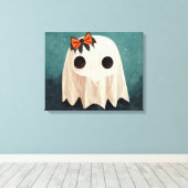 Maggie The Friendly Ghost - Niedliche Halloween Ar Leinwanddruck (Insitu (Holzboden))