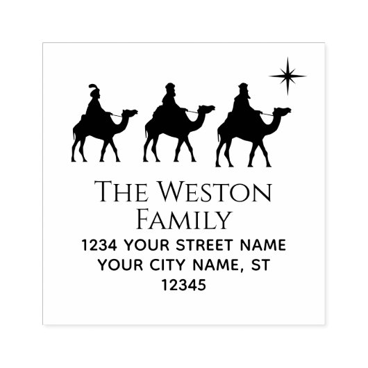 Magi Wisemen Kings Star Xmas #2 Namensadresse Gummistempel (Prägung)