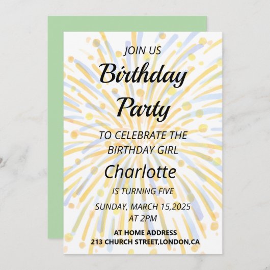 Magic 5. Geburtstagsbash Einladung (Vorne/Hinten)