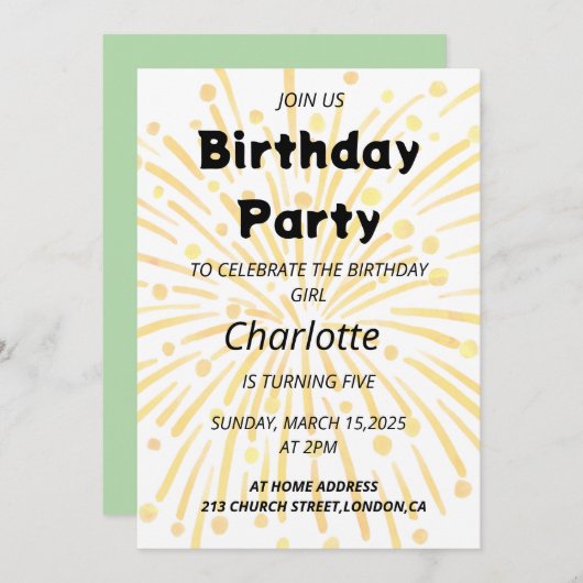 Magic 5. Geburtstagsbash Einladung (Vorne/Hinten)