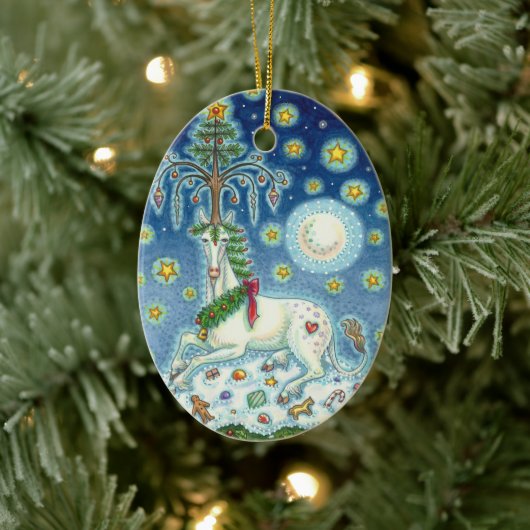 MAGIC A CHRISTMAS UNICORN, PFERDESORNAMENT KERAMIK ORNAMENT (Baum)