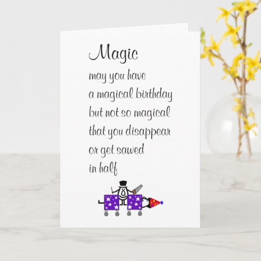 Magic A Funny Happy Birthday Gedicht Karte (Gelbe Blume)