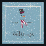 Magic and Wonder Christmas Snowman Blue ID440 Leinwandartiger Druck<br><div class="desc">Das schöne, minimalistische Weihnachtsbild-Imitat besticht durch ein stilvolles, weißes Schneemann auf einem kastanienblauen Hintergrund, verstreut mit Schneeflocken und Sternen. Trendy Typografie von 'Magic and Wonder' rundet das Design ab. Fügen Sie einen Namen hinzu, der bei Bedarf personalisiert werden soll. Suchen Sie ID440, um weitere koordinierende Produkte und zusätzliche Farboptionen für...</div>