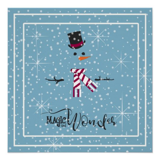 Magic and Wonder Christmas Snowman Blue ID440 Poster (Vorderseite)
