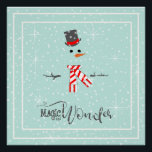 Magic and Wonder Christmas Snowman Mint ID440 Poster<br><div class="desc">Ein schönes,  minimalistisches,  glänzendes Plakatdesign mit einem in Weiß gerahmten Schneemann auf einem minzgrünen Hintergrund,  verstreut mit Schneeflocken und Sternen. Elegante trendige Typografie von 'Magic and Wonder' rundet das Design ab. Suchen Sie ID440,  um weitere koordinierende Produkte und zusätzliche Farboptionen für dieses Design zu sehen.</div>