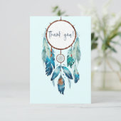 Magic Aquamarine Dreamcatcher Baby Dusche Dankeskarte (Stehend Vorderseite)