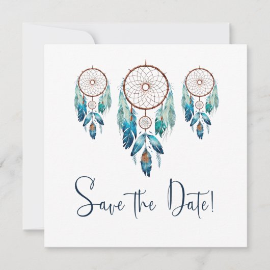 Magic Aquamarine Dreamcatcher Baby Dusche Save The Date (Vorderseite)
