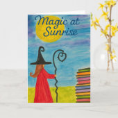 Magic at Sunrise – Watercolor Witch Greeting Karte (Gelbe Blume)