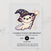 Magic Axolotl Wizard Geburtstag Einladung (Vorne/Hinten)